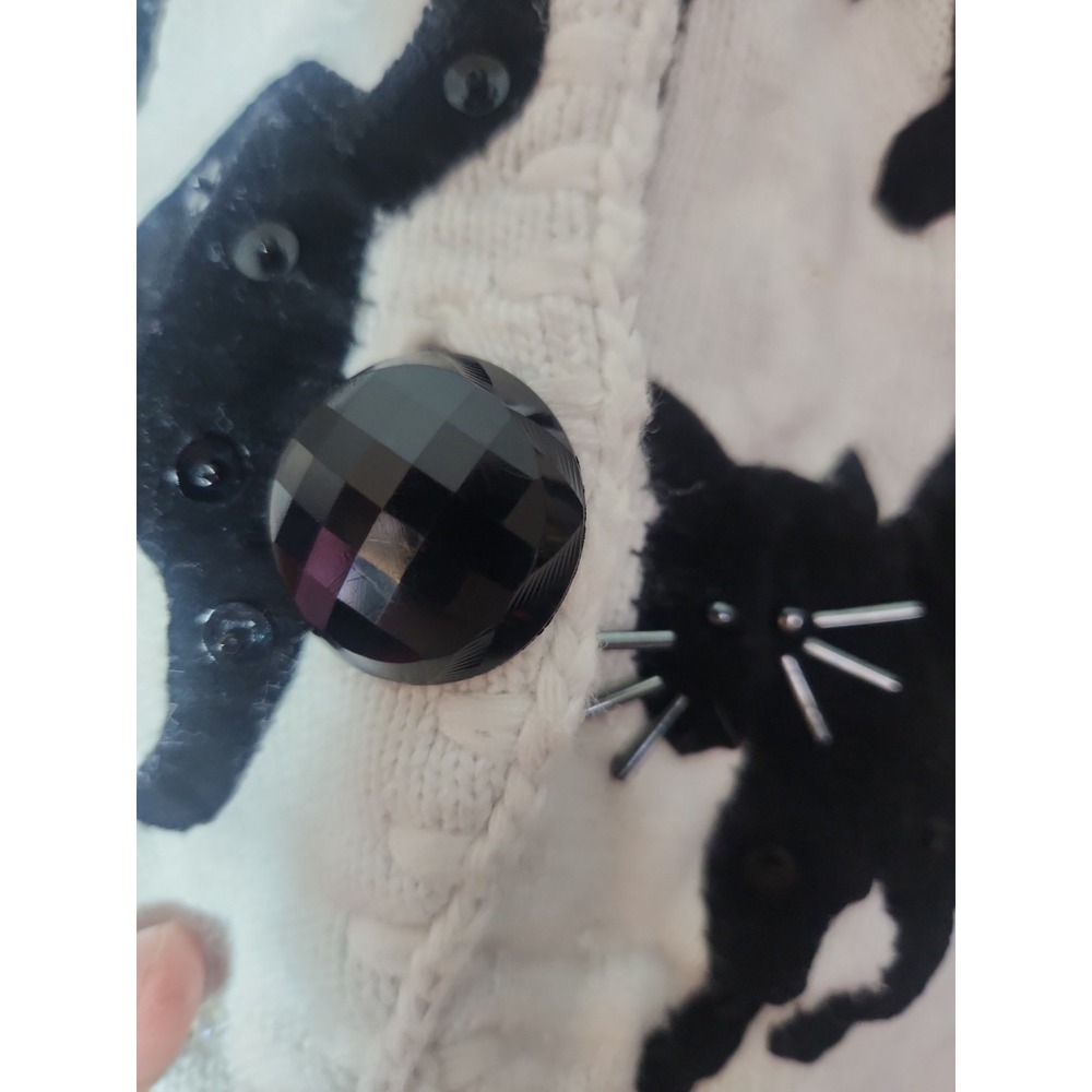 Vintage Michael Simon Black Cats Knit Vest Women's Small White/Black Halloween - Picture 6 of 12
